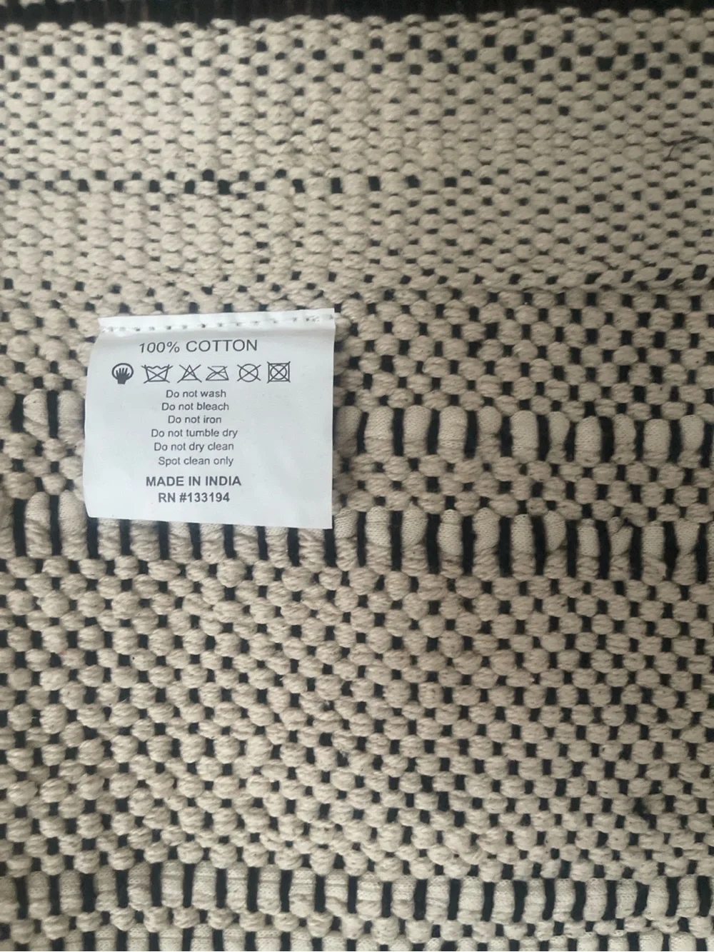 Boho Woven Wall Hanging in Cream and Black